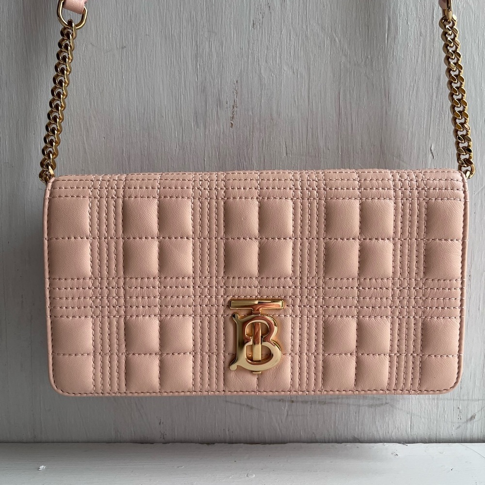 BURBERRY - Lola Quilted Leather Wallet on a Strap-Peach Pink - Picture 4 of 15